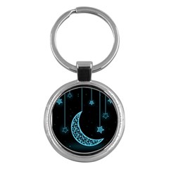 Moon Star Neon Wallpaper Key Chain (round) by Dutashop