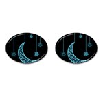 Moon Star Neon Wallpaper Cufflinks (Oval) Front(Pair)