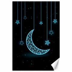 Moon Star Neon Wallpaper Canvas 12  X 18  by Dutashop