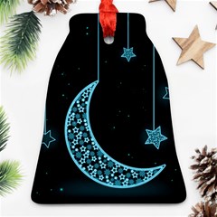 Moon Star Neon Wallpaper Bell Ornament (two Sides)