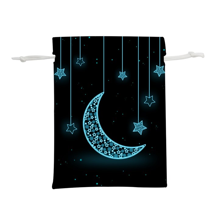 Moon Star Neon Wallpaper Lightweight Drawstring Pouch (L)