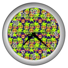 Smiley Background Smiley Grunge Wall Clock (silver)