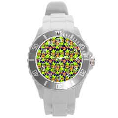 Smiley Background Smiley Grunge Round Plastic Sport Watch (l) by Dutashop