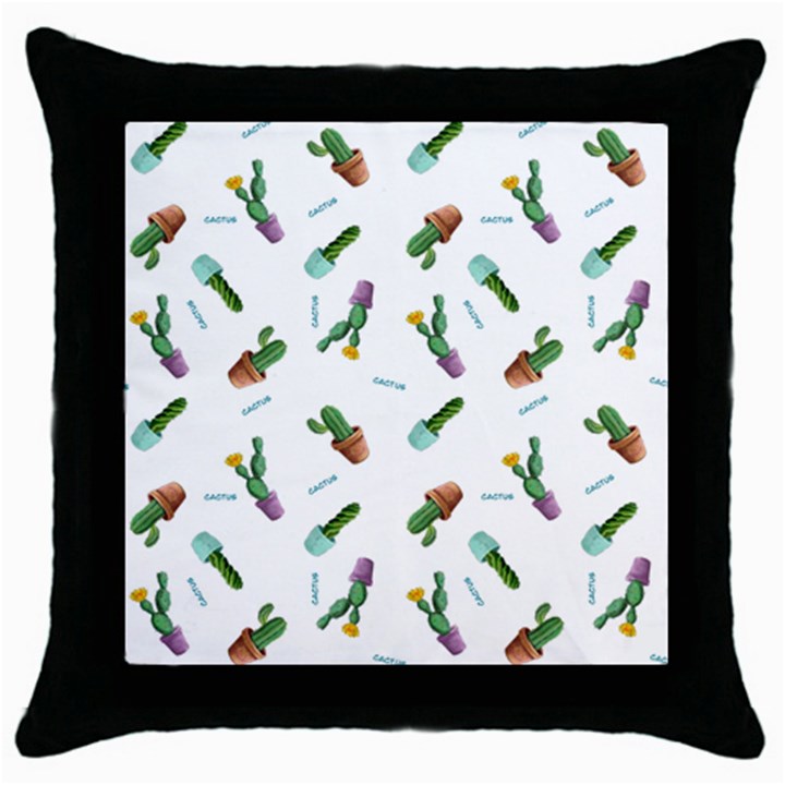 cacti in pots Throw Pillow Case (Black)