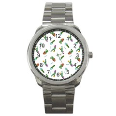 Cacti In Pots Sport Metal Watch by SychEva