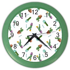 Cacti In Pots Color Wall Clock by SychEva