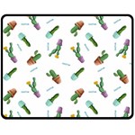 cacti in pots Double Sided Fleece Blanket (Medium)  58.8 x47.4  Blanket Front