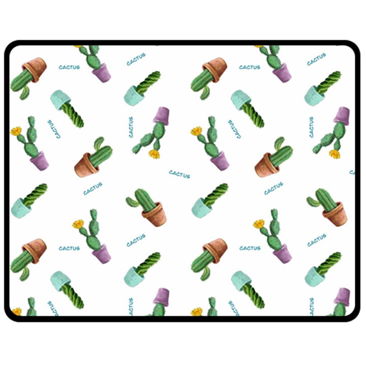 cacti in pots Double Sided Fleece Blanket (Medium) 