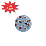 delicate hibiscus flowers on a blue background 1  Mini Magnets (100 pack)  Front