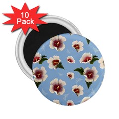 Delicate Hibiscus Flowers On A Blue Background 2 25  Magnets (10 Pack)  by SychEva