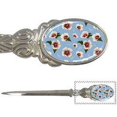 Delicate Hibiscus Flowers On A Blue Background Letter Opener by SychEva