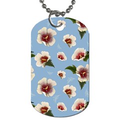 Delicate Hibiscus Flowers On A Blue Background Dog Tag (one Side) by SychEva