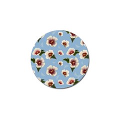 Delicate Hibiscus Flowers On A Blue Background Golf Ball Marker by SychEva