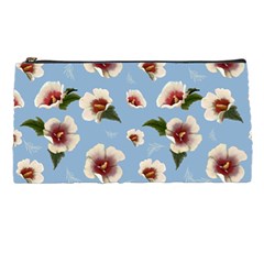 Delicate Hibiscus Flowers On A Blue Background Pencil Case by SychEva