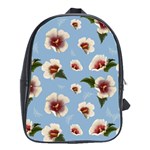 delicate hibiscus flowers on a blue background School Bag (Large) Front