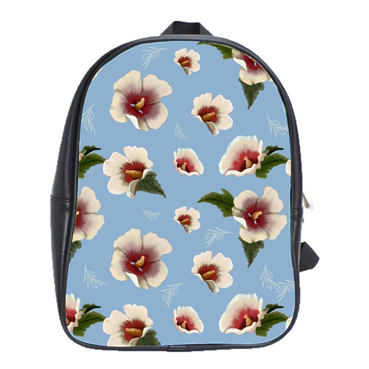 delicate hibiscus flowers on a blue background School Bag (Large)