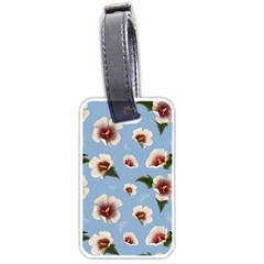 Delicate Hibiscus Flowers On A Blue Background Luggage Tag (one Side) by SychEva