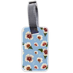 Delicate Hibiscus Flowers On A Blue Background Luggage Tag (two Sides) by SychEva