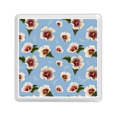 Delicate Hibiscus Flowers On A Blue Background Memory Card Reader (square) by SychEva