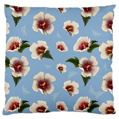 Delicate Hibiscus Flowers On A Blue Background Large Cushion Case (two Sides) by SychEva