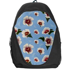 Delicate Hibiscus Flowers On A Blue Background Backpack Bag by SychEva