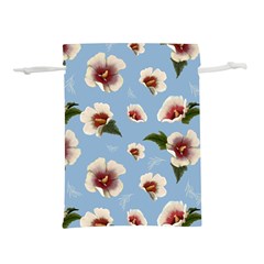 Delicate Hibiscus Flowers On A Blue Background Lightweight Drawstring Pouch (s) by SychEva