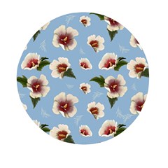 Delicate Hibiscus Flowers On A Blue Background Mini Round Pill Box (pack Of 3) by SychEva