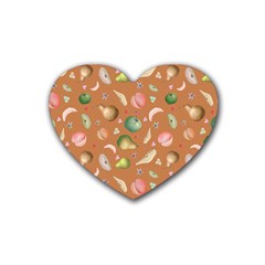 Watercolor Fruit Rubber Coaster (heart)  by SychEva