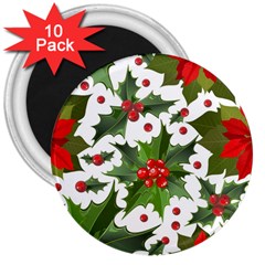 Christmas Berry 3  Magnets (10 Pack)  by goljakoff