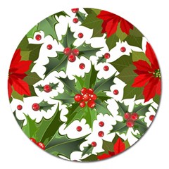 Christmas Berry Magnet 5  (round) by goljakoff