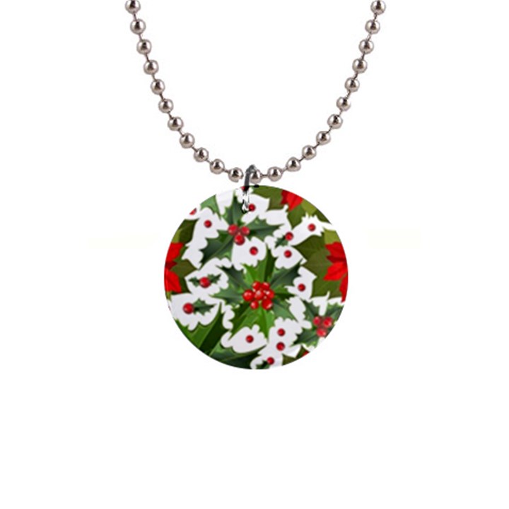 Christmas berry 1  Button Necklace