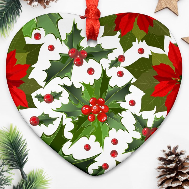 Christmas berry Heart Ornament (Two Sides)