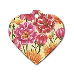 Flowers Dog Tag Heart (two Sides) by goljakoff