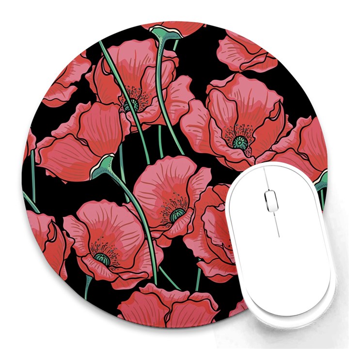 Poppy flowers Round Mousepads