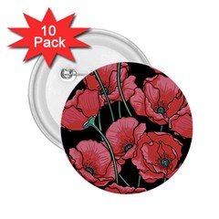 Poppy Flowers 2 25  Buttons (10 Pack)  by goljakoff