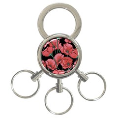 Poppy Flowers 3-ring Key Chain by goljakoff