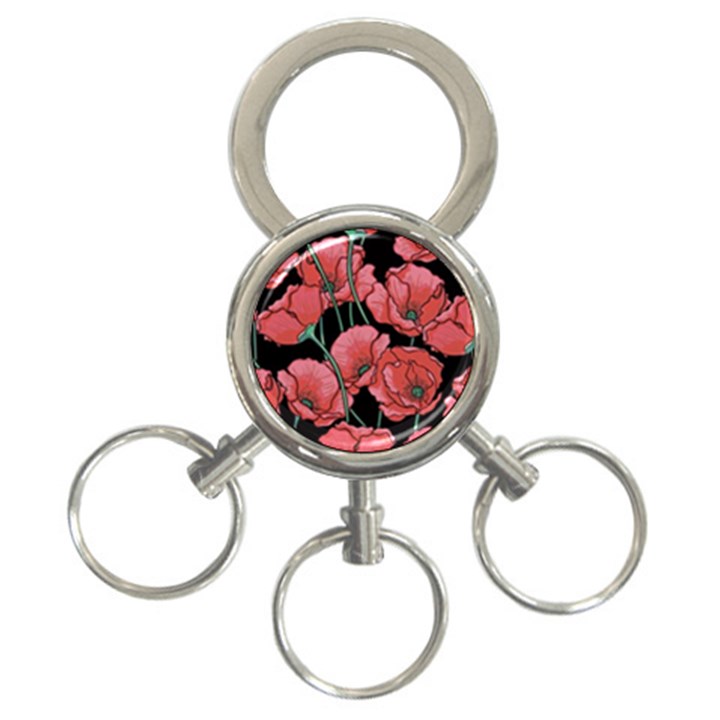 Poppy flowers 3-Ring Key Chain