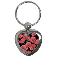 Poppy Flowers Key Chain (heart) by goljakoff