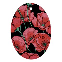 Poppy Flowers Oval Ornament (two Sides) by goljakoff