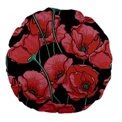 Poppy Flowers Large 18  Premium Round Cushions by goljakoff