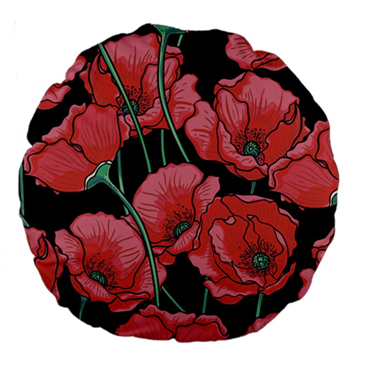 Poppy flowers Large 18  Premium Round Cushions