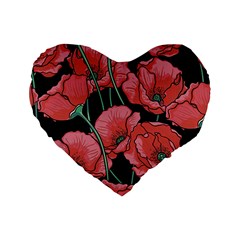 Poppy Flowers Standard 16  Premium Flano Heart Shape Cushions by goljakoff