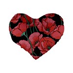 Poppy flowers Standard 16  Premium Flano Heart Shape Cushions Back