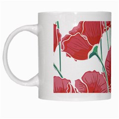 Red Poppy Flowers White Mugs by goljakoff