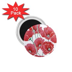 Red Poppy Flowers 1 75  Magnets (10 Pack)  by goljakoff