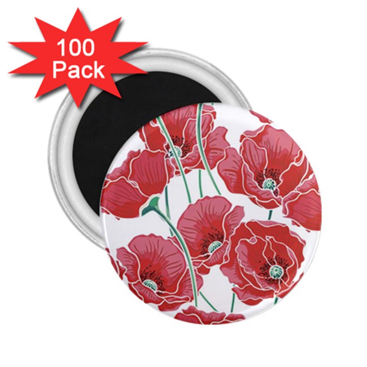 Red poppy flowers 2.25  Magnets (100 pack) 