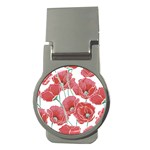 Red poppy flowers Money Clips (Round)  Front