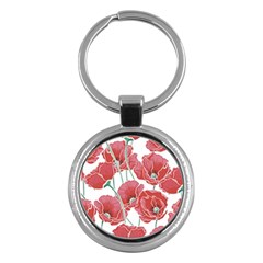 Red Poppy Flowers Key Chain (round) by goljakoff