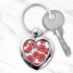 Red Poppy Flowers Key Chain (heart) by goljakoff