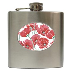 Red Poppy Flowers Hip Flask (6 Oz) by goljakoff